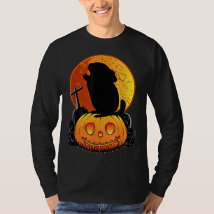 Chinchilla On Pumpkin Howling On Moon Fun Hallowee T-Shirt