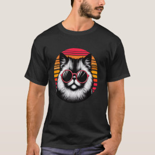 Chinchilla Persian Cat Retro Vintage Sunset Sungla T-Shirt