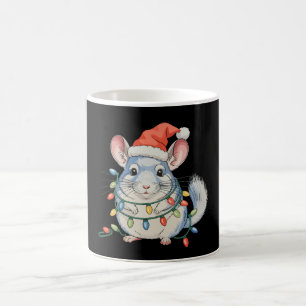 Chinchilla Santa Hat Christmas Xmas Lights Coffee Mug