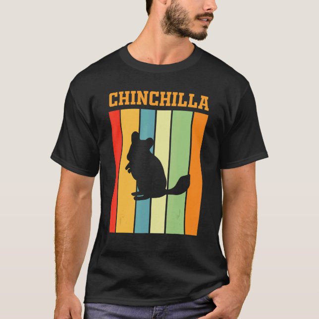 Chinchilla Shadow Silhouette In Retro Colours T-Shirt (Front)