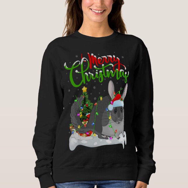 Chinchilla   Xmas Decorations Santa Chinchilla Chr Sweatshirt (Front)