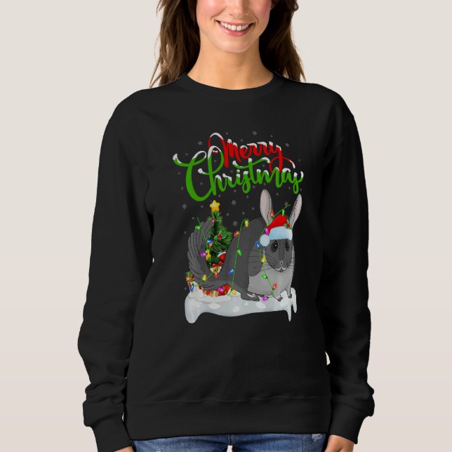 Chinchilla  Xmas Decorations Santa Chinchilla Chri Sweatshirt (Front)