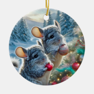 Chinchillas' Christmas Ornament