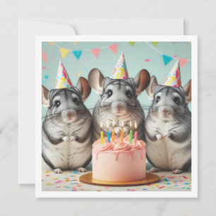 chinchillas eating cake birthday invitation