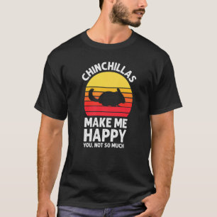 Chinchillas Make Me Happy Sunset Retro Chinchilla T-Shirt