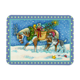 CHINCOTEAGUE CHRISTMAS PONIES, SLEIGH BELLS & TOYS MAGNET