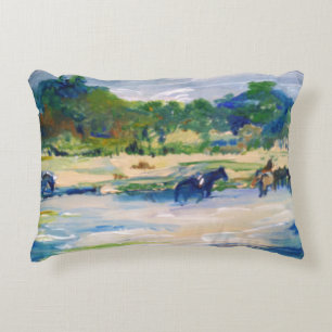 Chincoteague Island Horse Painting Decorative Cushion