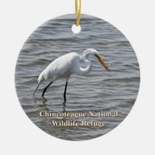 Chincoteague National Wildlife Great Heron Egret Ceramic Ornament