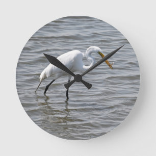 Chincoteague National Wildlife Great Heron Egret Round Clock