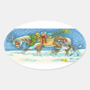 CHINCOTEAGUE PONIES & HOLIDAY WISHES HORSE STICKER