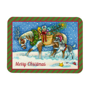 CHINCOTEAGUE PONY, HOLIDAY CHRISTMAS HORSE MAGNET