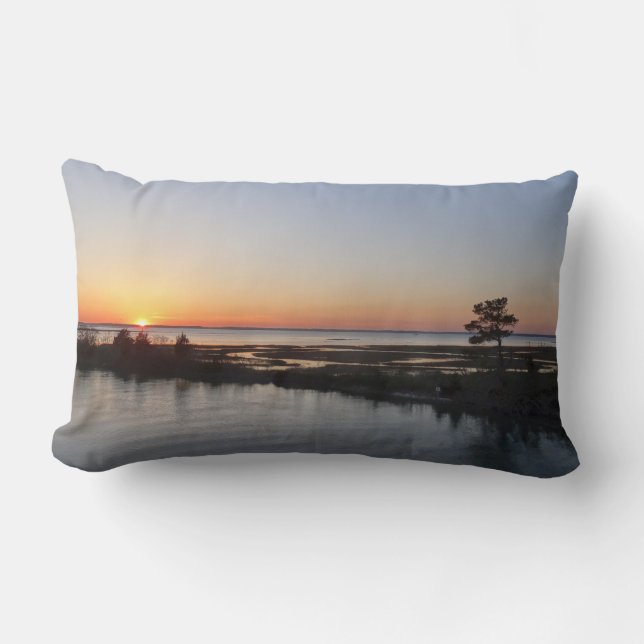 Chincoteague Sunset I Virginia Landscape Lumbar Cushion (Front)