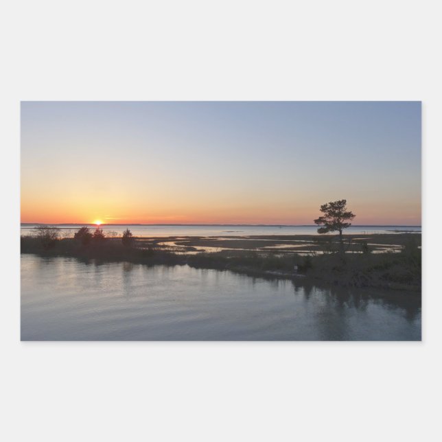 Chincoteague Sunset I Virginia Landscape Rectangular Sticker (Front)