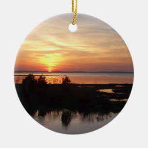 Chincoteague Sunset II Virginia Landscape Ceramic Ornament