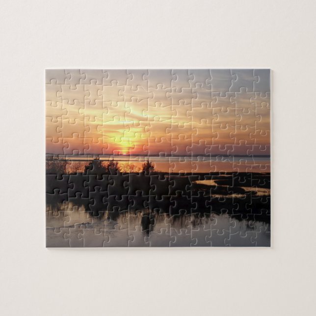 Chincoteague Sunset II Virginia Landscape Jigsaw Puzzle (Horizontal)
