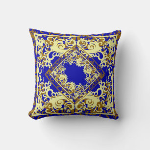 Chine Bluie and Gold Reversible Cushion