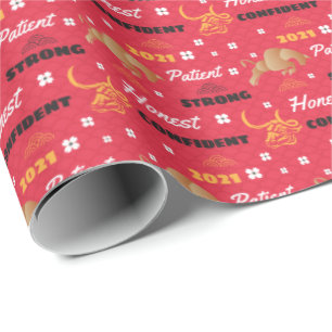 Chinese 2021 Year of the Ox Traits Wrapping Paper