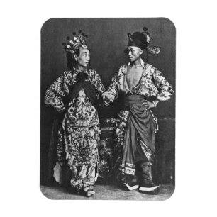 Chinese actors, c.1870 (b/w photo) magnet