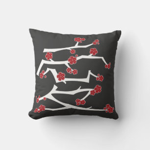 Chinese Ai Love Cherry Blossoms Red Sakura Wedding Cushion