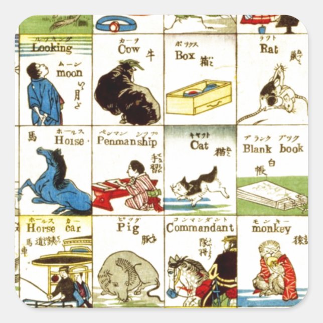 Chinese alphabet table square sticker (Front)