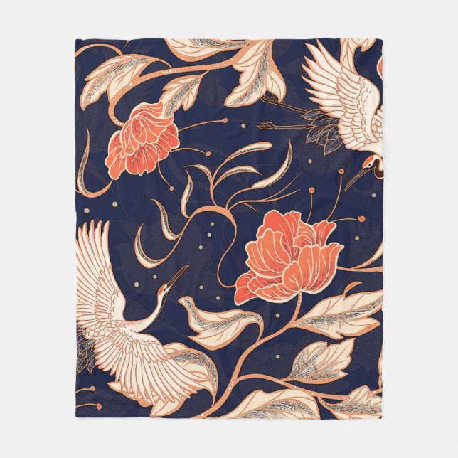 Chinese ancient style beautiful petals fleece blanket (Front)