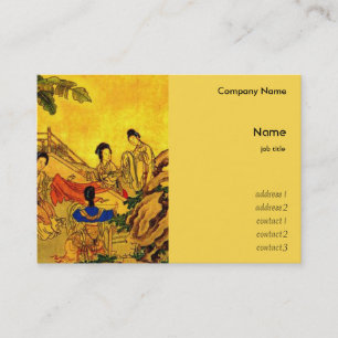 Chinese Ancient Women Sewing Picture Business Card