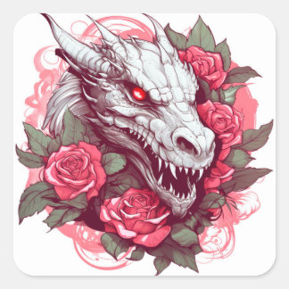 Chinese angry dragon  square sticker