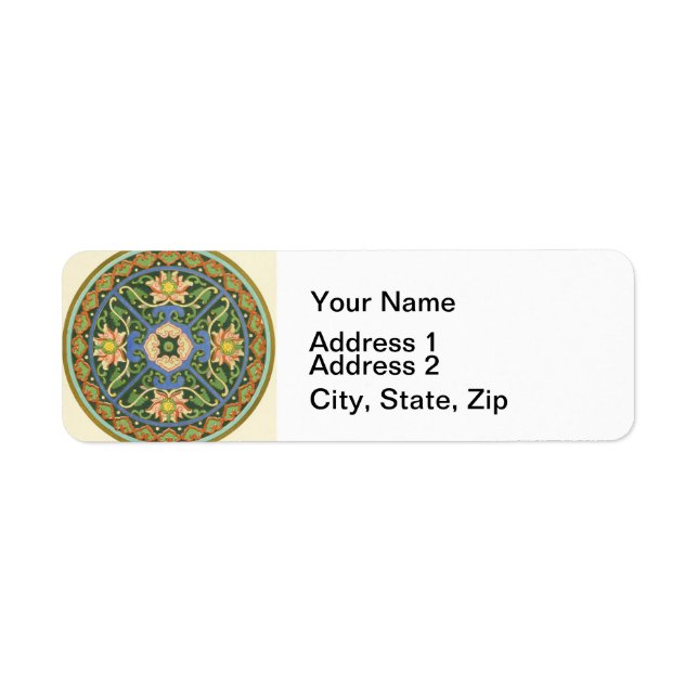 Chinese Antique Floral Pattern Return Address Label (Front)