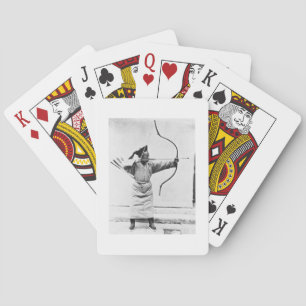 Chinese archer, c.1870 (b/w photo) playing cards
