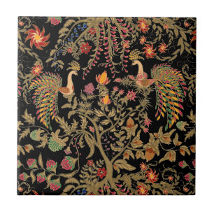 Chinese asian birds forest tree paradise tradition ceramic tile