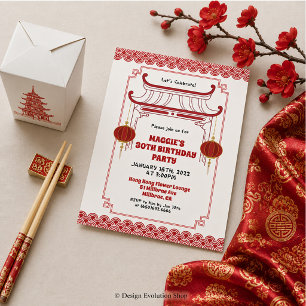 Chinese Asian Birthday Party Invitation