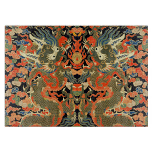Chinese Asian Dragon Colourful Art Cutting Board