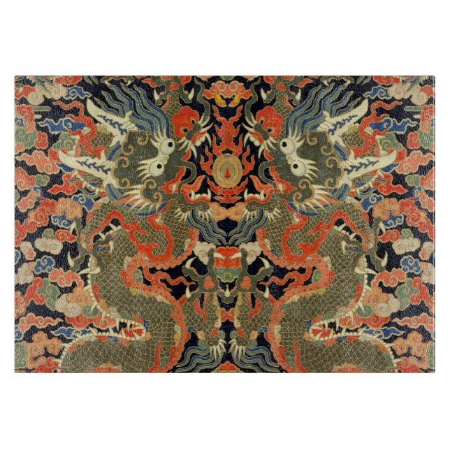 Chinese Asian Dragon Colourful Art Cutting Board (Front)