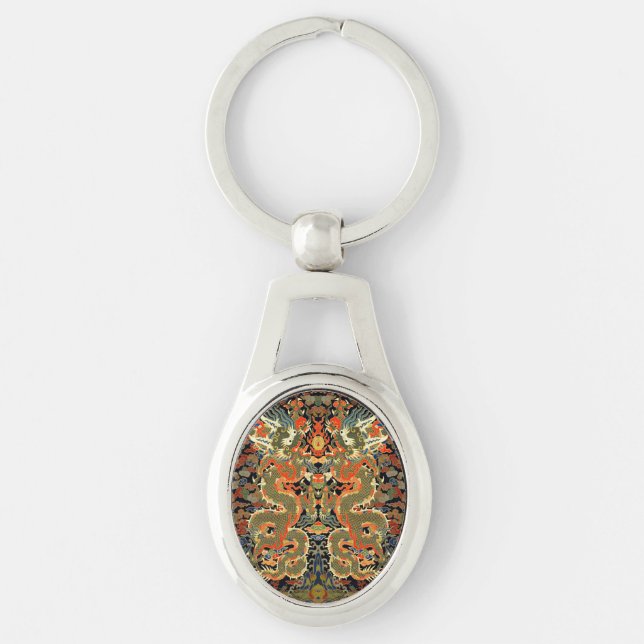 Chinese Asian Dragon Colourful Art Key Ring (Front)