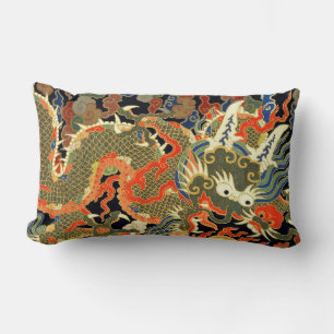 Chinese Asian Dragon Colourful Art Lumbar Cushion