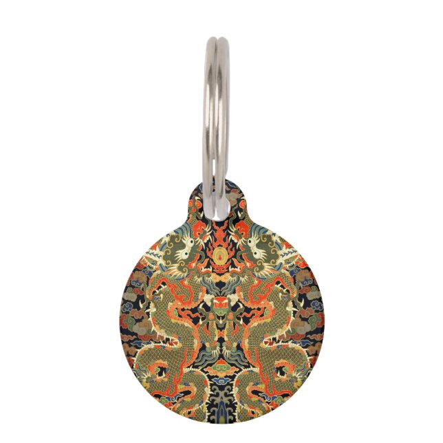 Chinese Asian Dragon Colourful Art Pet Tag (Front)