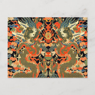 Chinese Asian Dragon Colourful Art Postcard