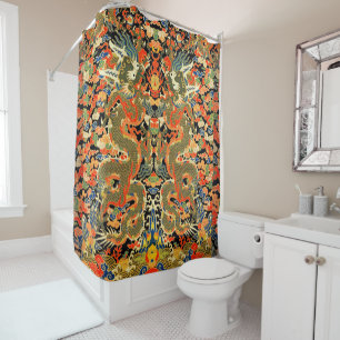 Chinese Asian Dragon Colourful Art Shower Curtain