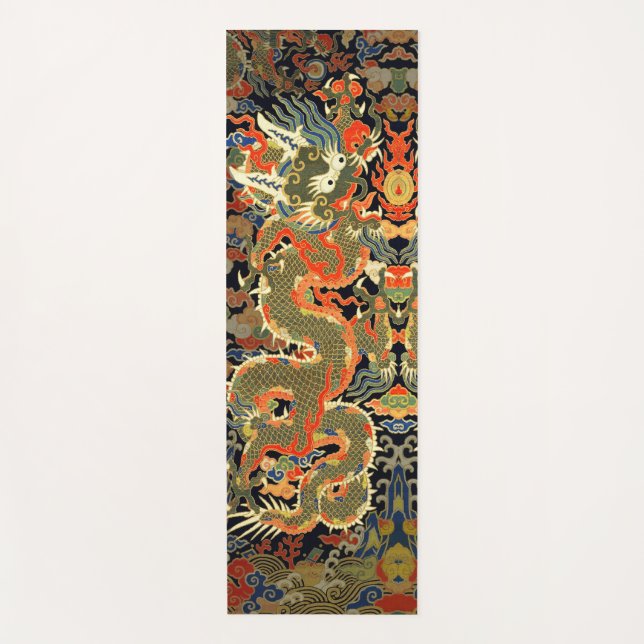 Chinese Asian Dragon Colourful Art Yoga Mat (Front)