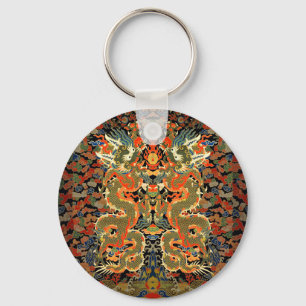 chinese asian dragon colourful embroidery creature key ring