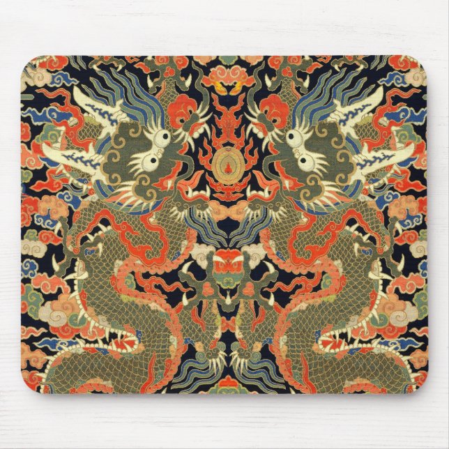chinese asian dragon colourful embroidery creature mouse pad (Front)