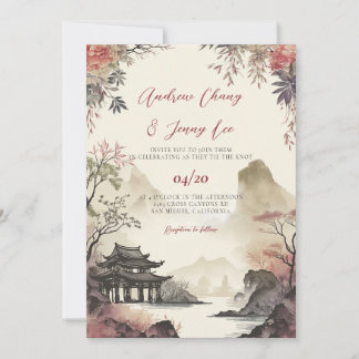 Chinese Asian landscape Wedding Invitation