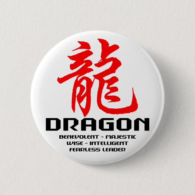 Chinese Astrology Dragon 6 Cm Round Badge (Front)