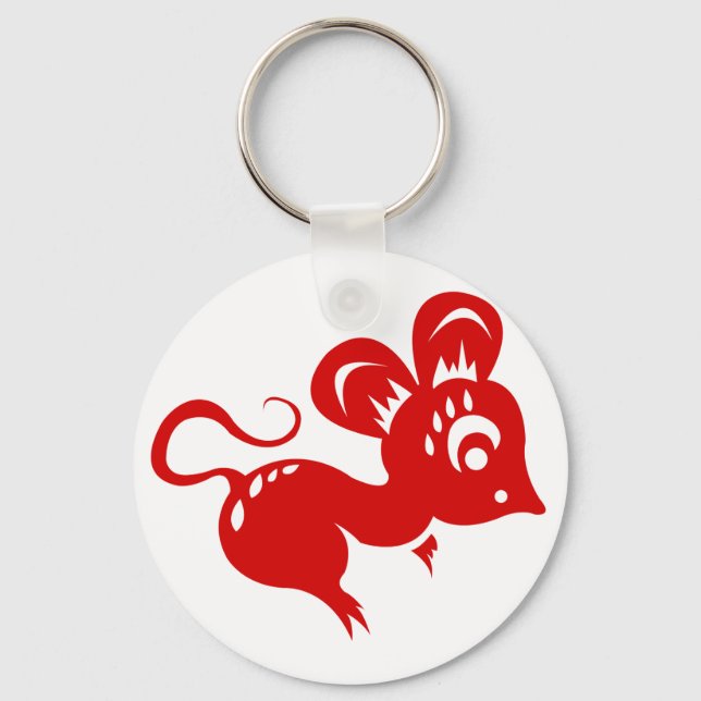 Chinese Astrology Rat Illustration Key Ring (Front)