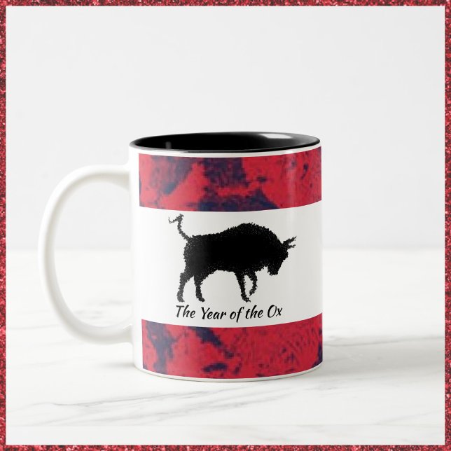 Chinese Astrology Red and Black Year of the Ox Two-Tone Coffee Mug (Creator Uploaded)