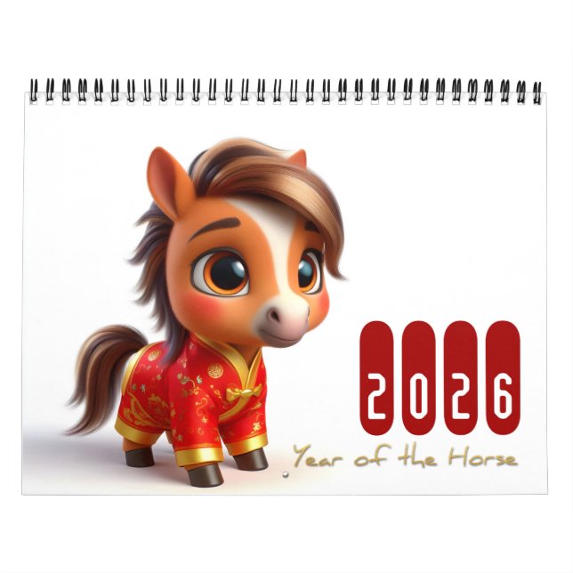 Chinese Baby Zodiac Animals Year of The Horse 2026 Calendar (Cover)