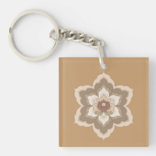 Chinese Baoxiang Flower in Autumn Bronze Key Ring