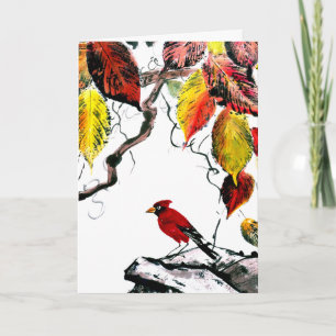 Chinese Bird in Autumn Card