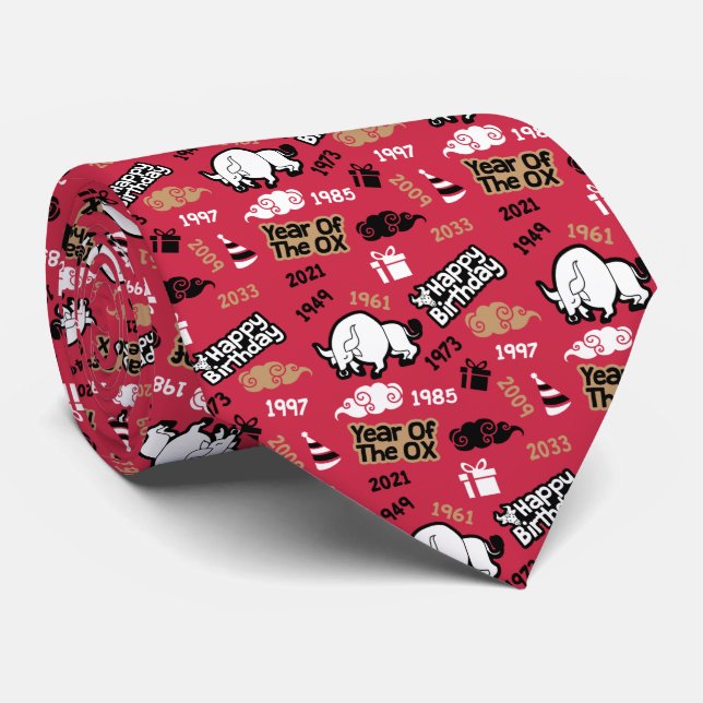 Chinese Birthday - Born in Year of the Ox  Tie (Rolled)