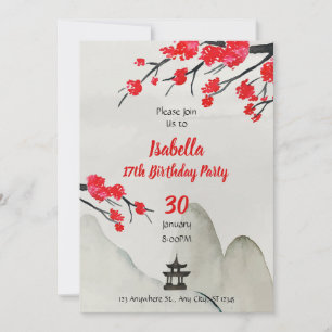 Chinese Birthday Invitation template New year invi